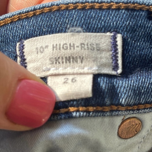 Madewell 10" High-Rise Skinny Blue Jeans  - Size 26 - Picture 4 of 9